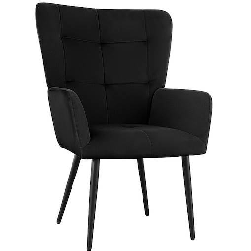 Fotel uszak do salonu wypoczynkowy welurowy tapicerowany czarny