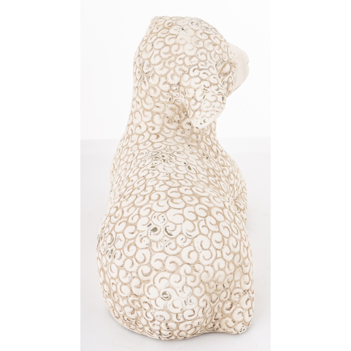 Dekoracja - figurka cementowa OWIECZKA 20x33x13 cm leżąca, z wyciągniętą lewą nóżką