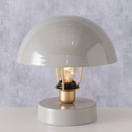 Metalowa lampka stołowa Clover, szary klosz, Ø 25 cm