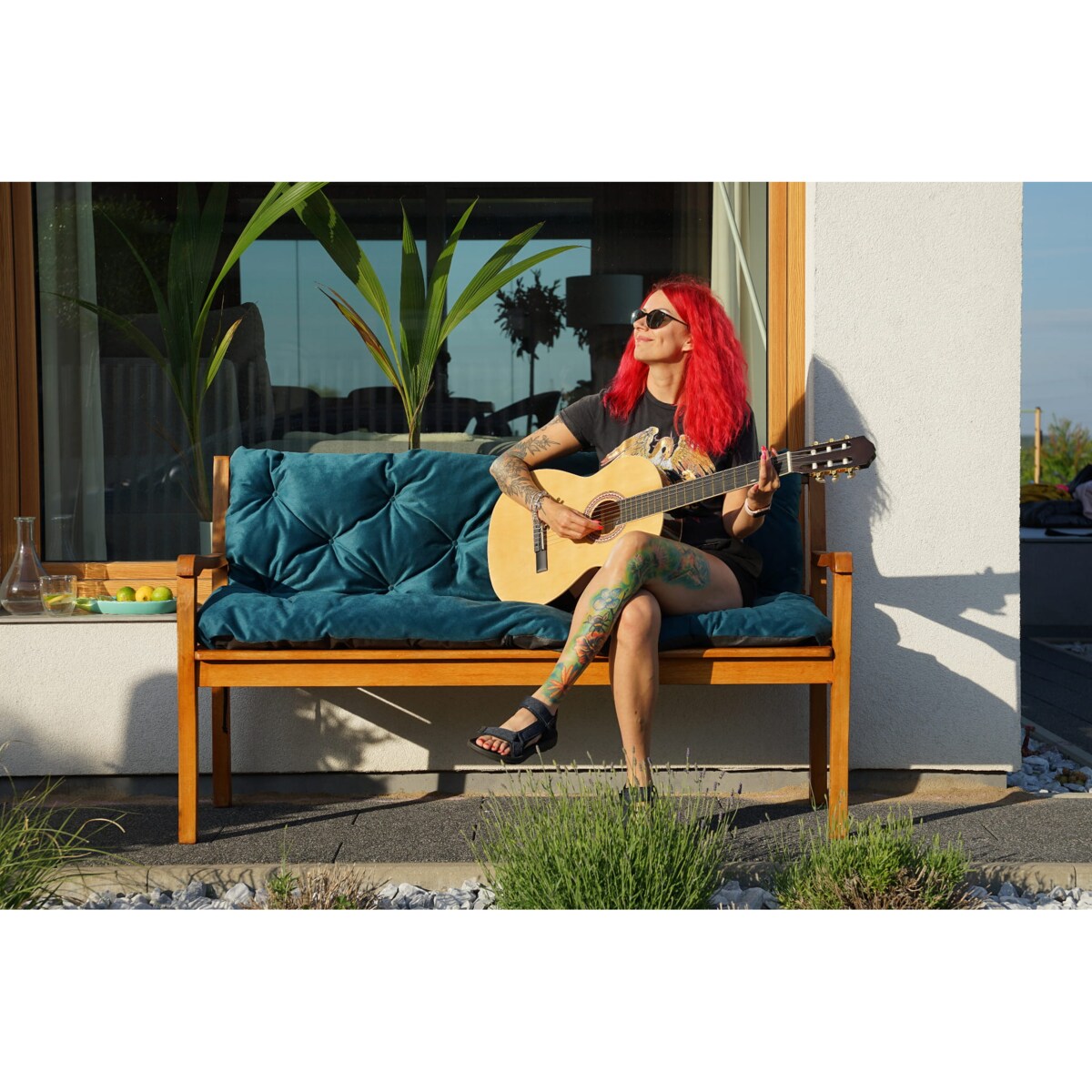 Poduszki na meble ogrodowe z oparciem, 120x50x50 cm, Turkus