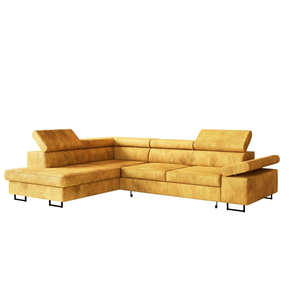 Narożnik ALEX regulowane zagłówkami, lewostronny-tkanina Terra musztardowy