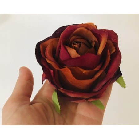 6x Róża sztuczna wyrobowa do wiązanek główka pąk sztuczne kwiaty trzykolor