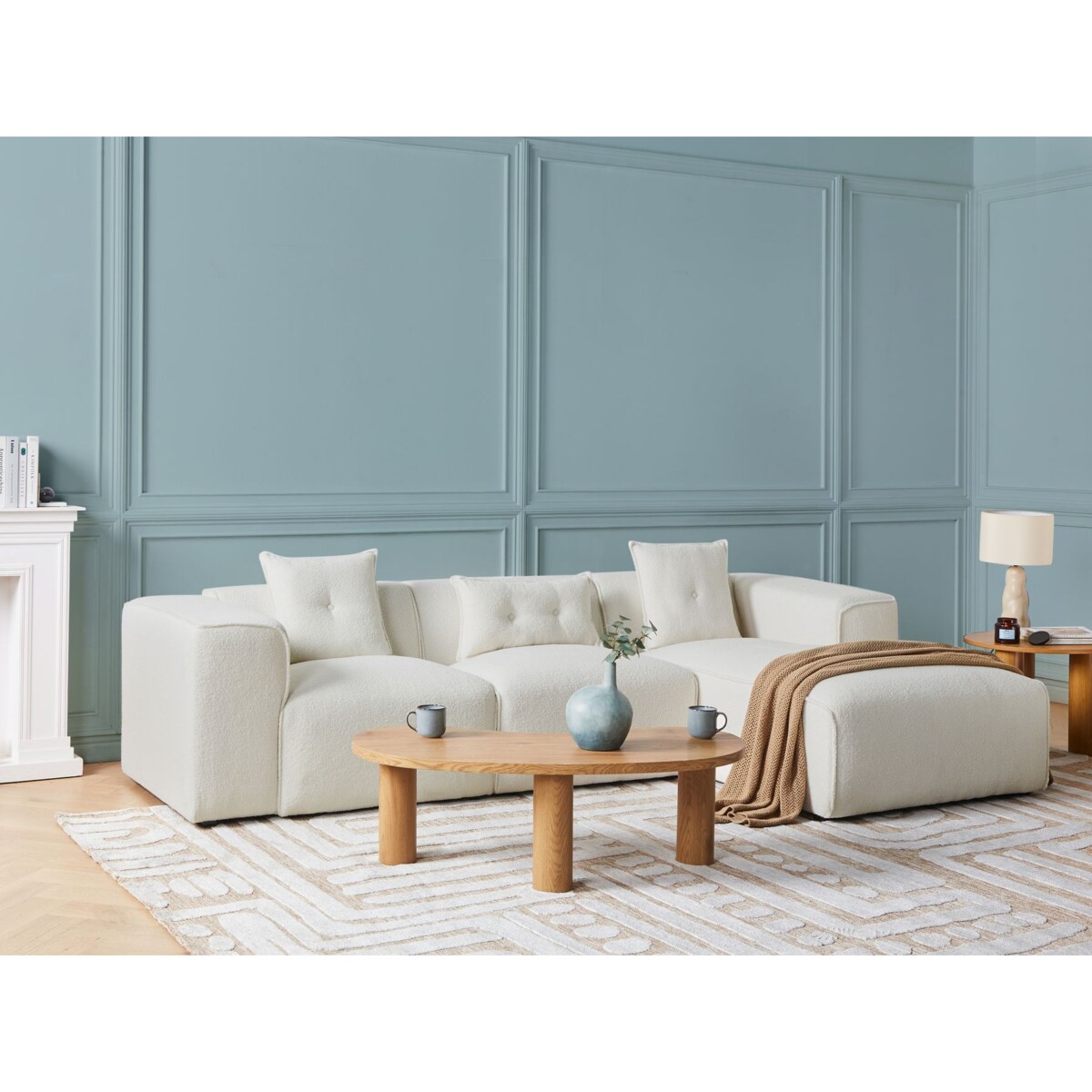 Narożnik DOLVA Złamana biel Boucle Lewostronny