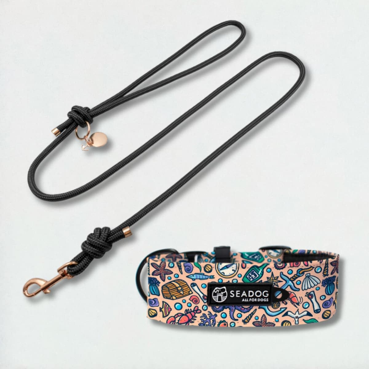 Zestaw: smycz sznurowa i szeroka obroża, rozmiar M