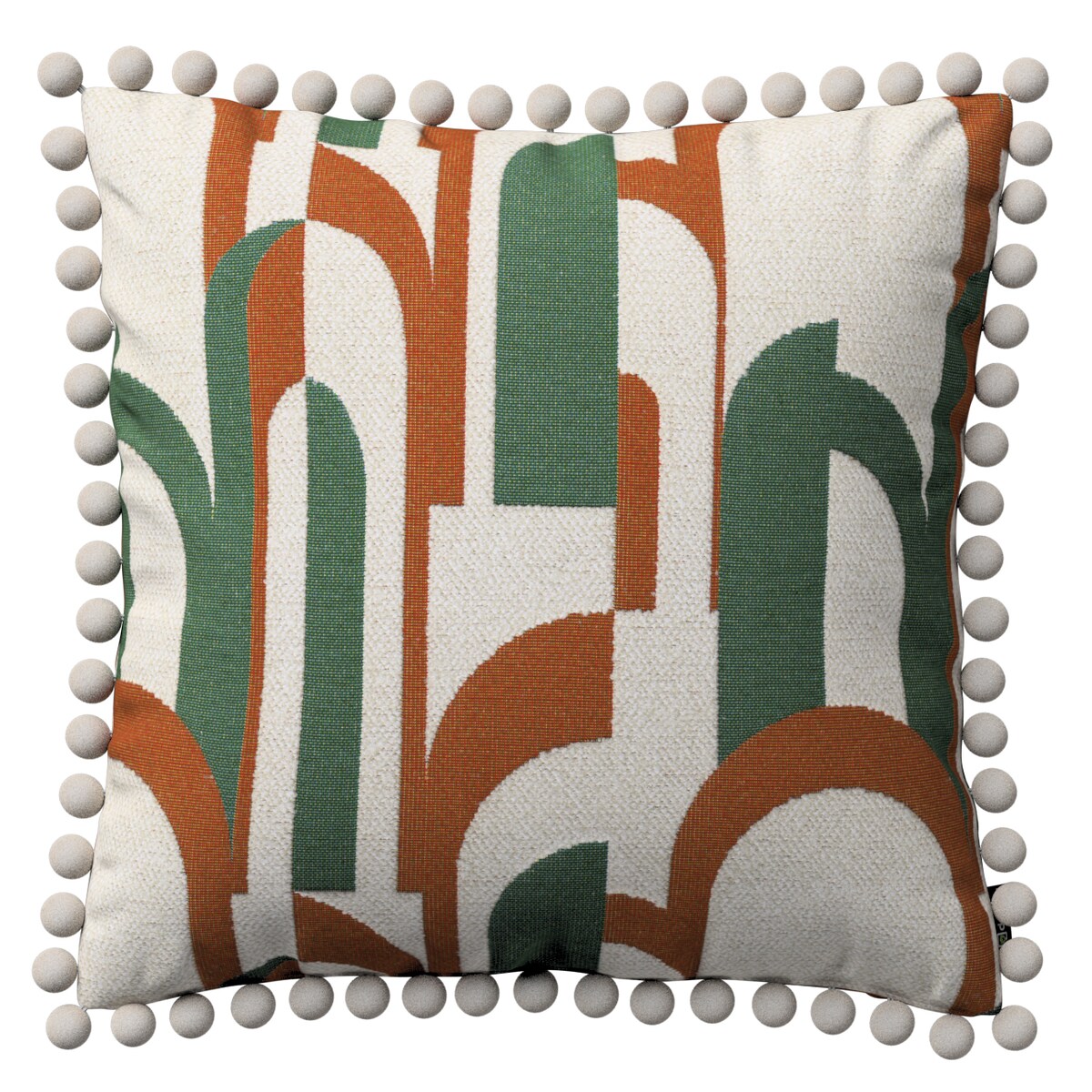 Poszewka Wera na poduszkę 45x45 zielono-czerwony wzory na kremowym tle