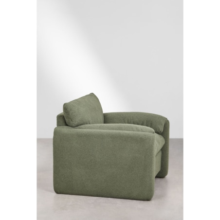 Fotel wypoczynkowy bouclé szałwiowo zielony Serra