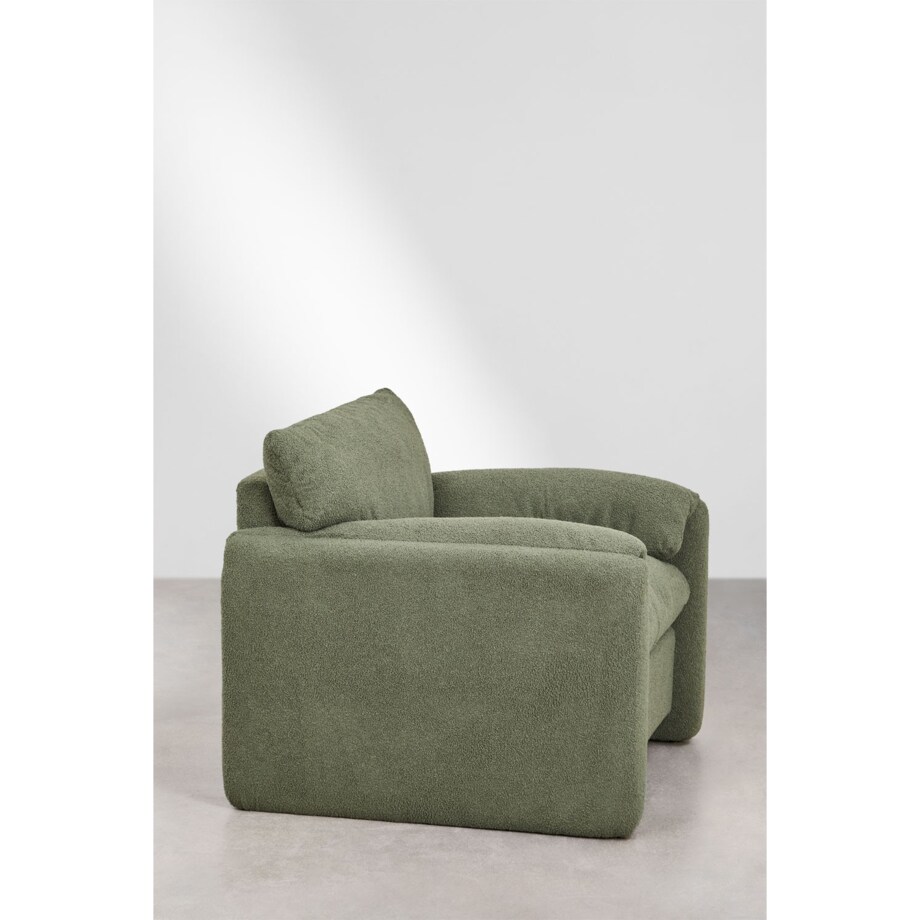 Fotel wypoczynkowy bouclé szałwiowo zielony Serra