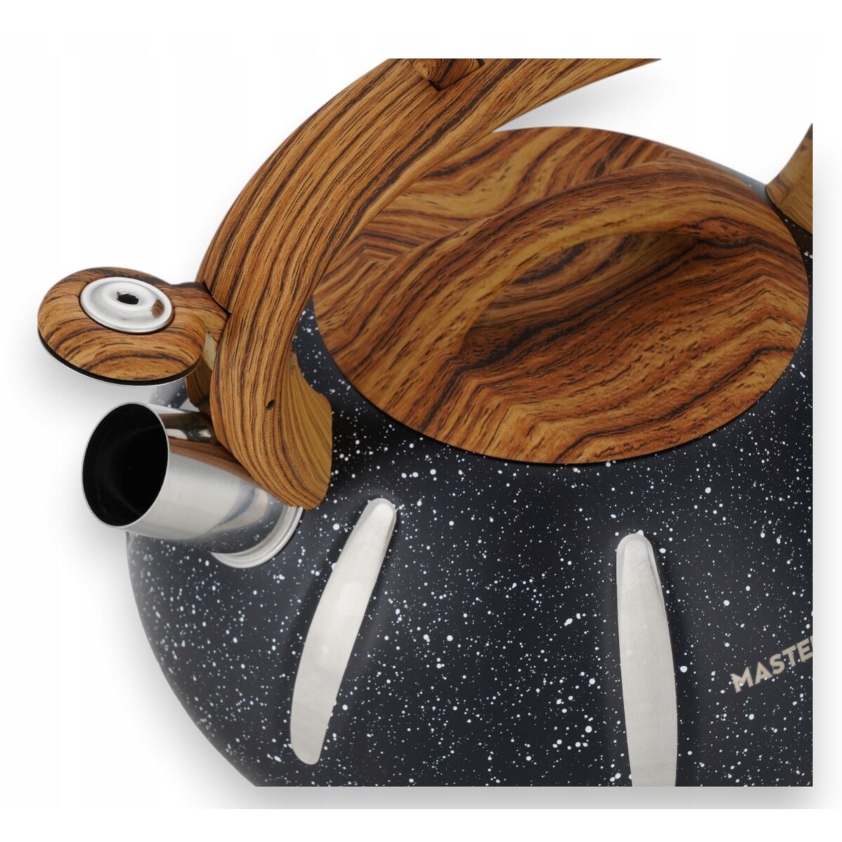 Duży Solidny Czarny Marmurkowy Czajnik Z Gwizdkiem Ze Stali 3L Indukcja Gaz