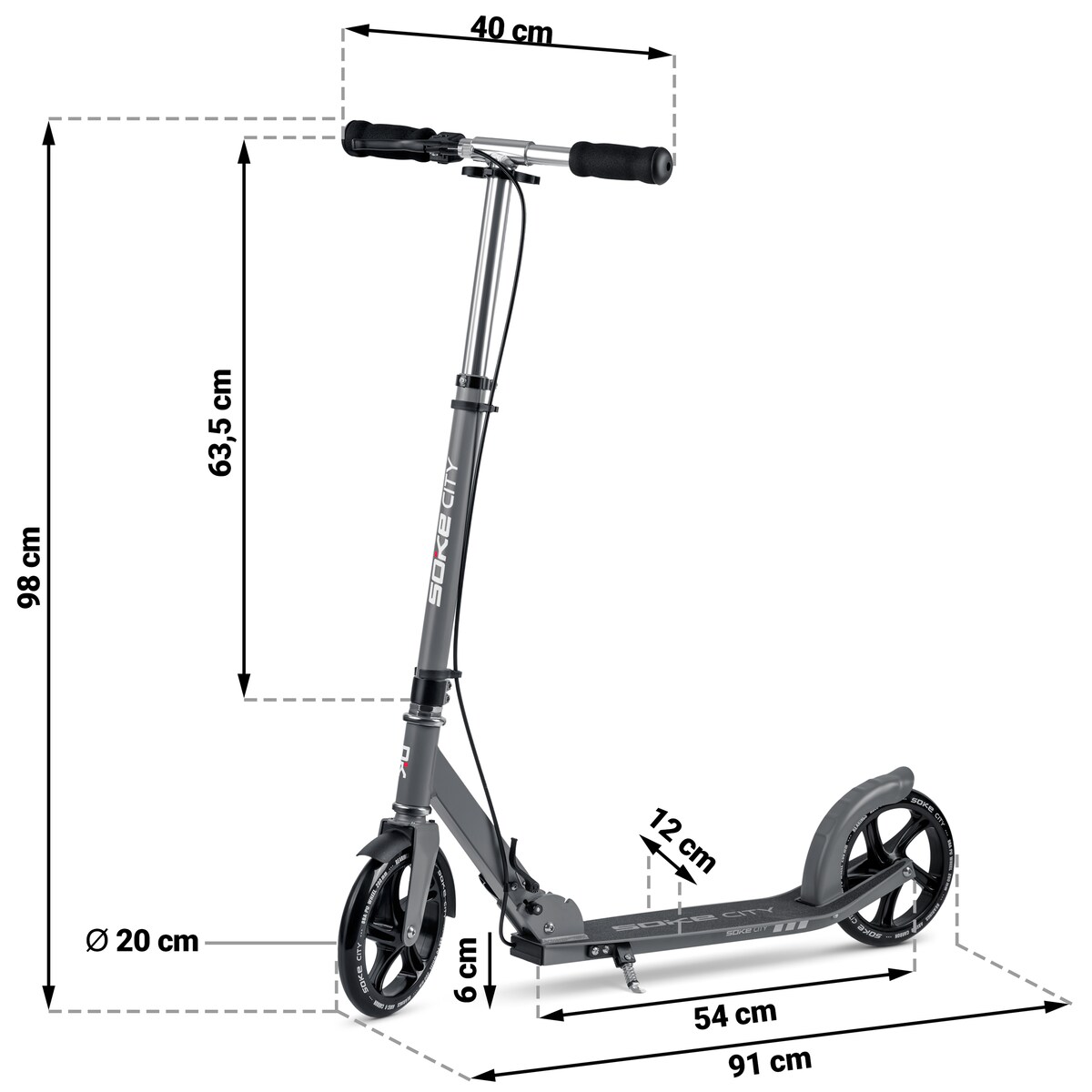 Hulajnoga miejska składana Soke City szara