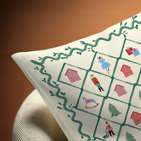 Poduszka świąteczna - Retro wieniec 45x45 cm