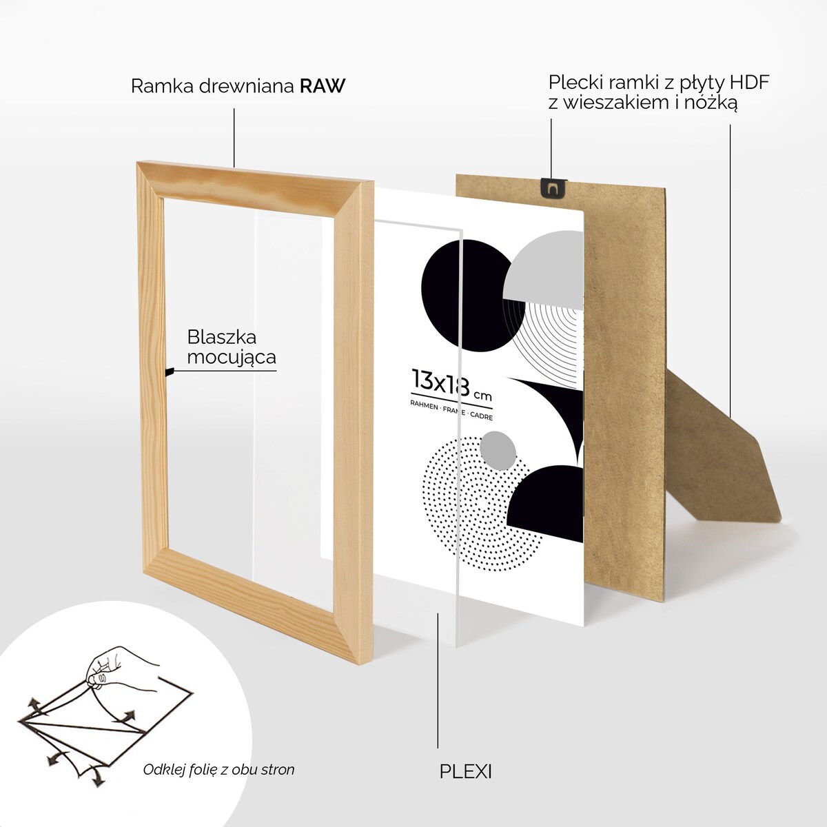 Ramka na zdjęcia 13x18 cm ramka z drewna surowego pion poziom ramka prostokątna RAW DIY
