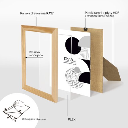 Ramka na zdjęcia 13x18 cm ramka z drewna surowego pion poziom ramka prostokątna RAW DIY
