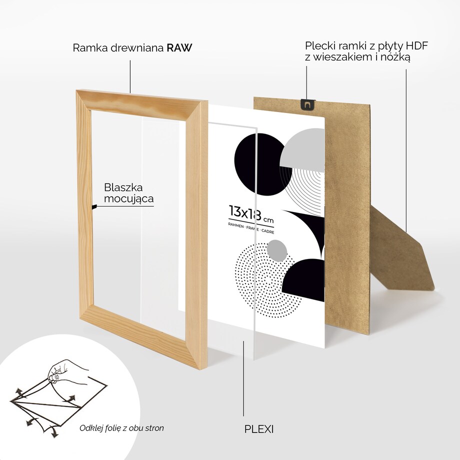 Ramka na zdjęcia 13x18 cm ramka z drewna surowego pion poziom ramka prostokątna RAW DIY