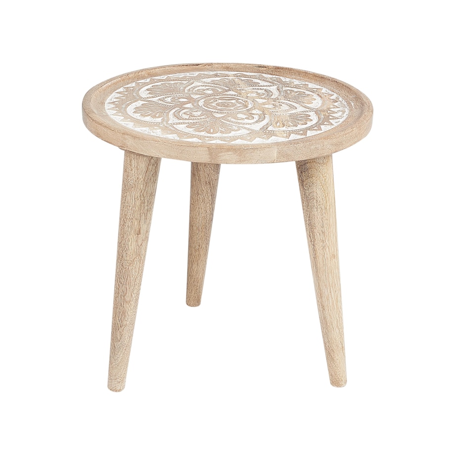 Zestaw 2 stolików pomocniczych z drewna mango jasny SAKITA