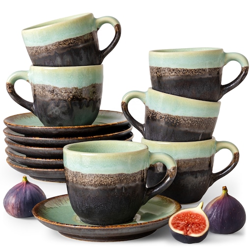 Konsimo PRIMA Filiżanka do kawy ze spodkiem 6 szt., szałwiowy