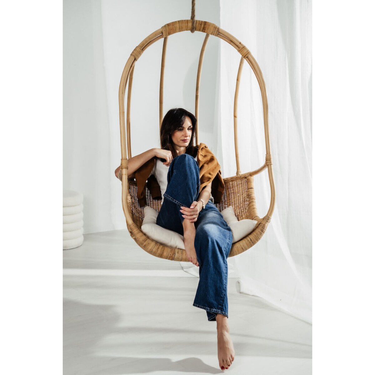 FOTEL WISZĄCY RATTANOWY LEIA NATURALNA