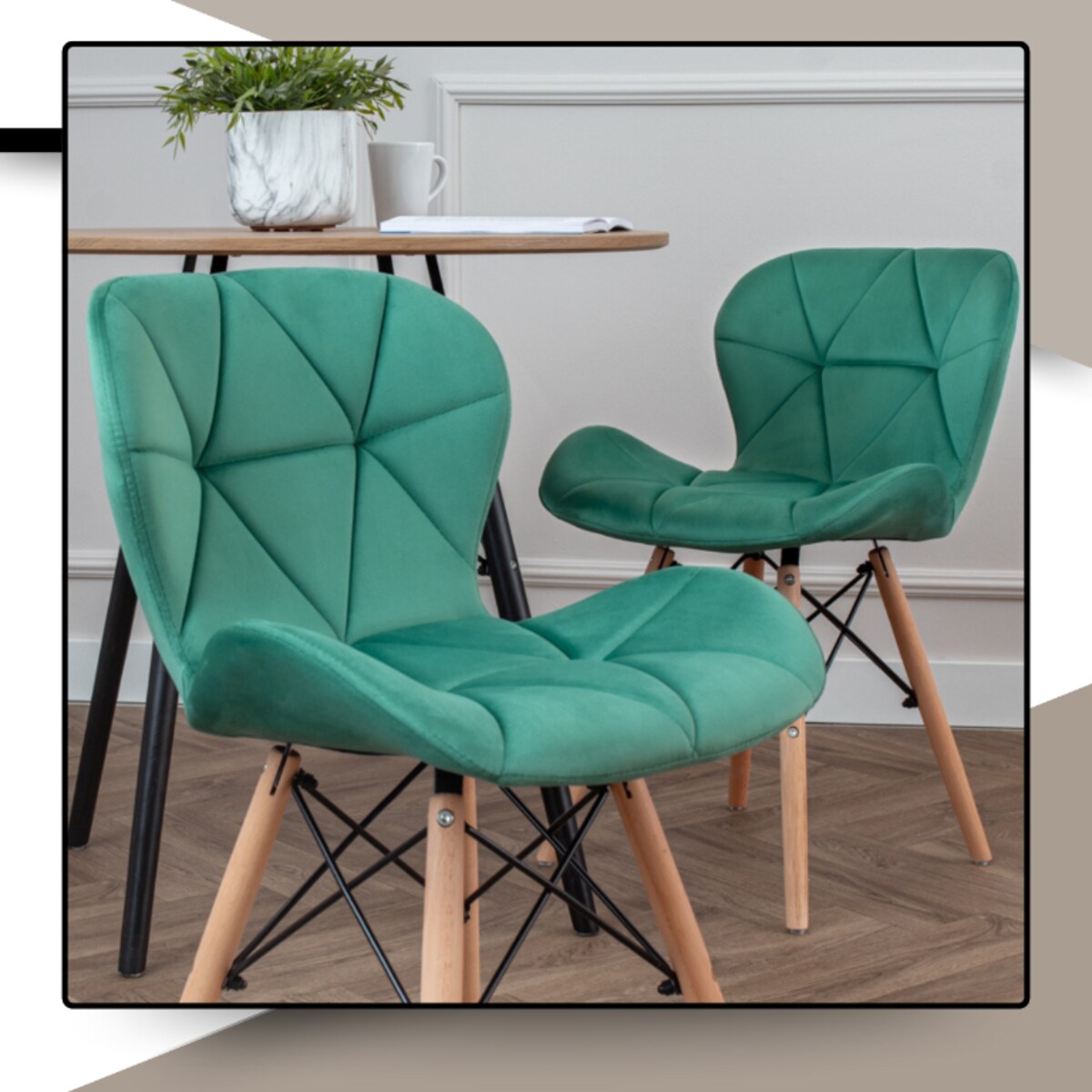 Krzesło Tapicerowane Welurowe Do Jadalni Salonu Pikowane Skandynawskie