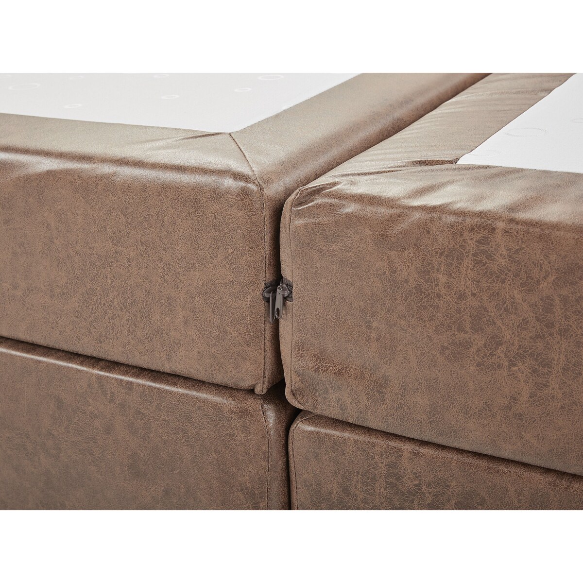 Łóżko kontynentalne ekoskóra 180 x 200 cm brązowe PRESIDENT