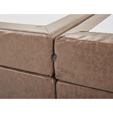 Łóżko kontynentalne ekoskóra 180 x 200 cm brązowe PRESIDENT