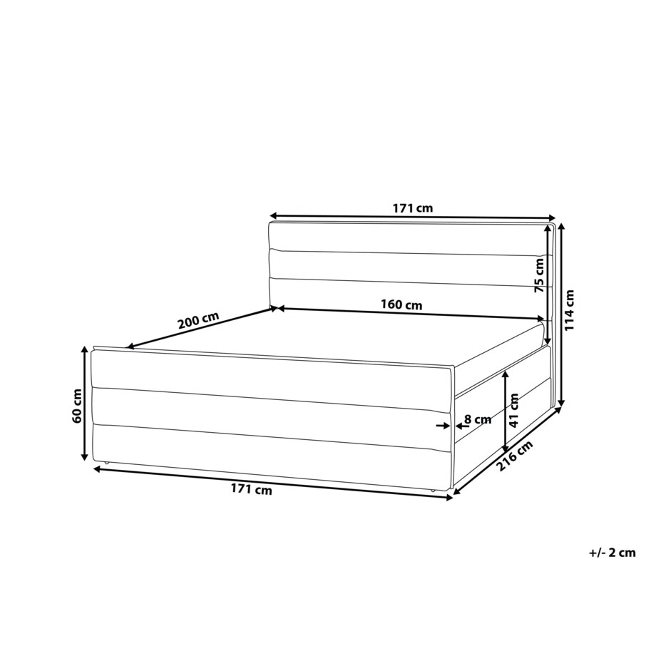 Łóżko tapicerowane 160 x 200 cm szare VALBONNE