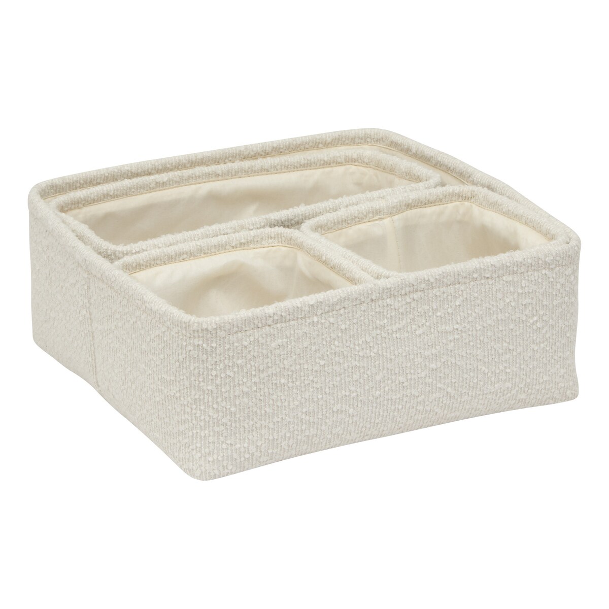 Zestaw 4 koszy tekstylnych BOUCLETTE, 15,5 x 15,5 x 11 cm