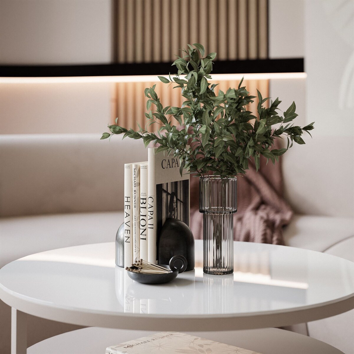 Stolik Kawowy CIRI KASZMIR z półką białe szkło