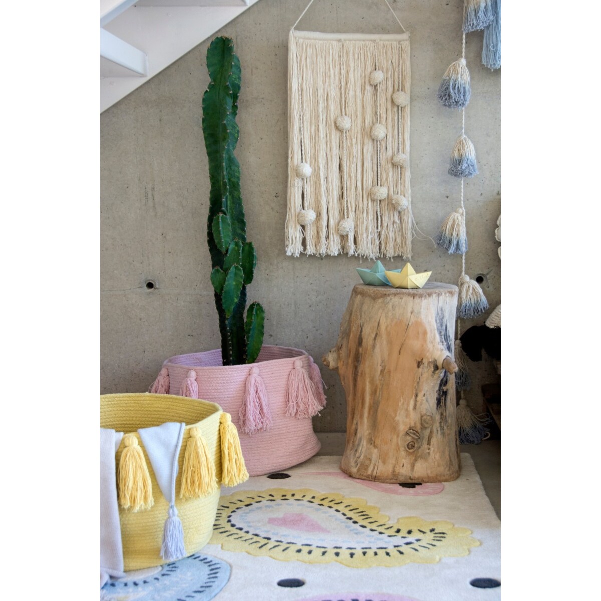 Kosz Basket Tassels Pink