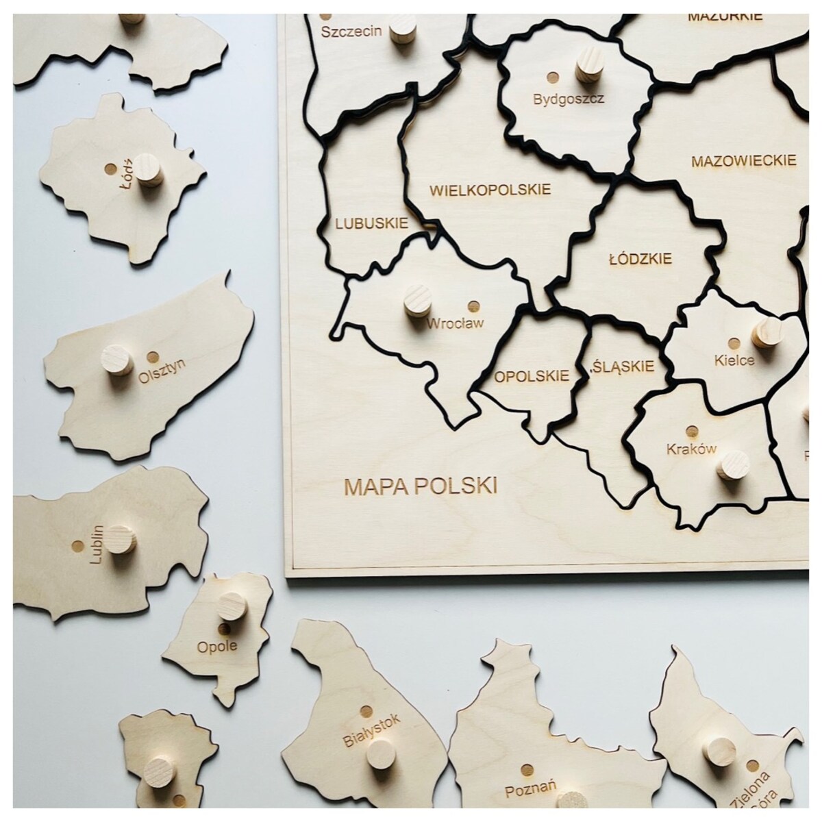 Duża drewniana MAPA POLSKI