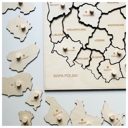 Duża drewniana MAPA POLSKI