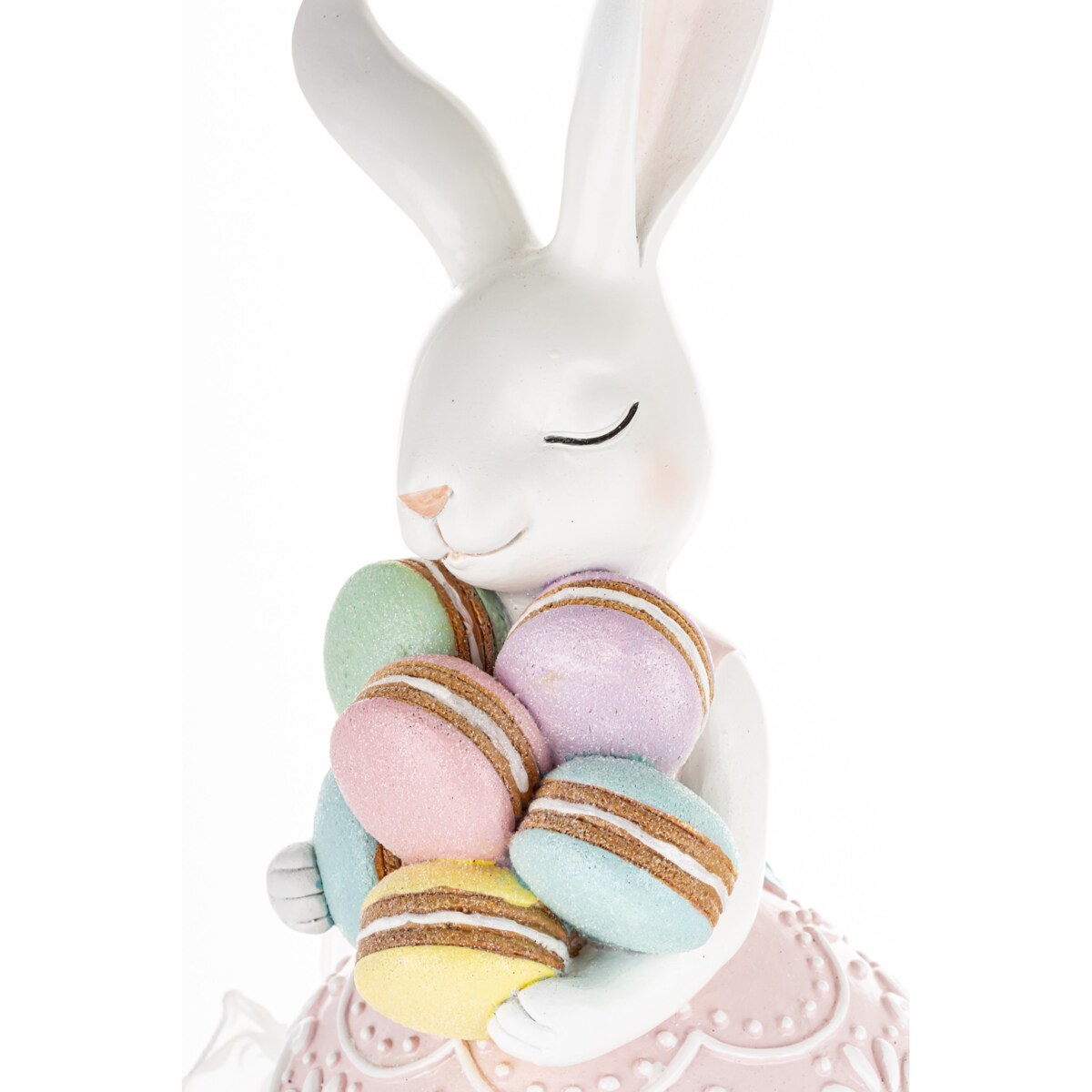 Dekoracja - króliczka w tiulowej spódniczce 55x22x16 cm GUDRUN z makaronikami