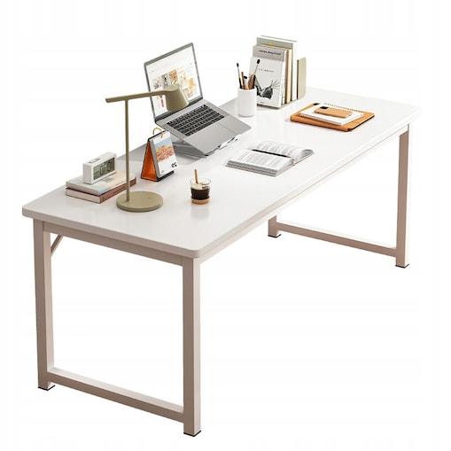 Biurko Komputerowe Stolik Białe Młodzieżowe Szkolne Industrialne 120 Cm