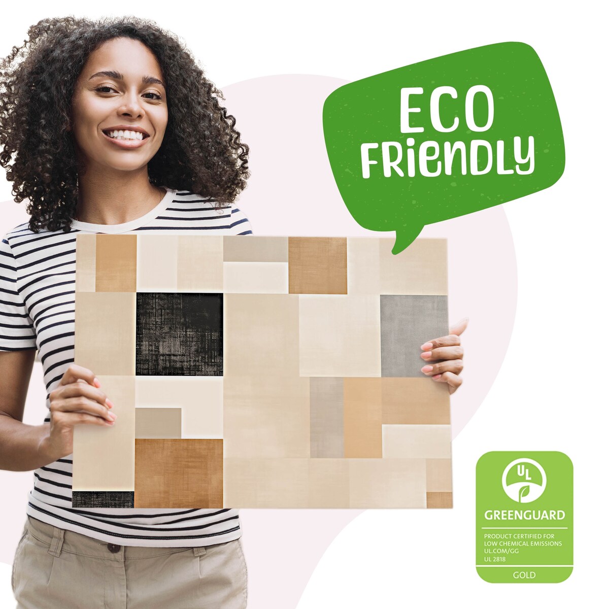 Obraz Do Sypialni Abstrakcja Wzór Geometryczny Styl Boho Kwadraty 70x50cm