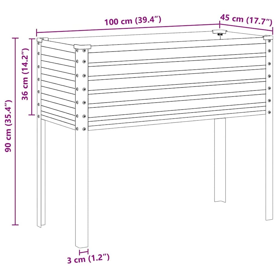 vidaXL Donica ogrodowa 100x45x90 cm Stal ocynkowana