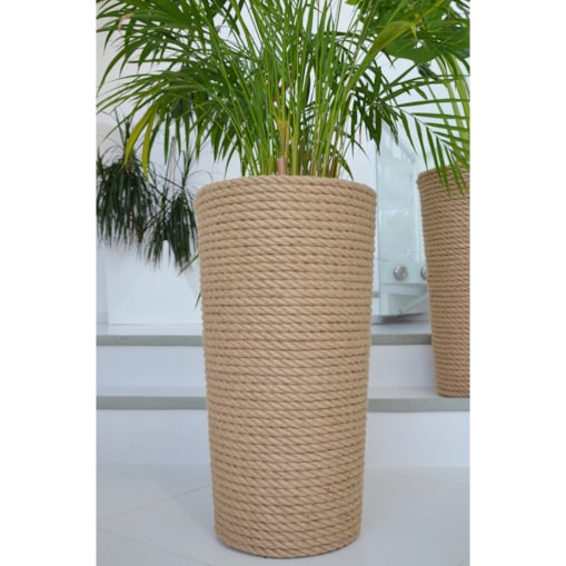 42 BOHO sznurek BIAŁA BAWEŁNA wysoka osłonka + wkład doniczka koszyk naturalny gruby sznurek LINA z trawy plecionej JUTA styl skandynawski etno loft marynistyczny wzór 42/BB16