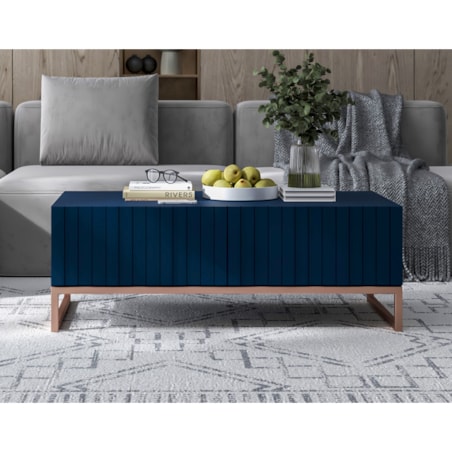 Nowoczesny Stolik kawowy Glamour prostokątny elegancka ława granatowy Mat 110 cm