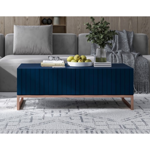 Nowoczesny Stolik kawowy Glamour prostokątny elegancka ława granatowy Mat 110 cm