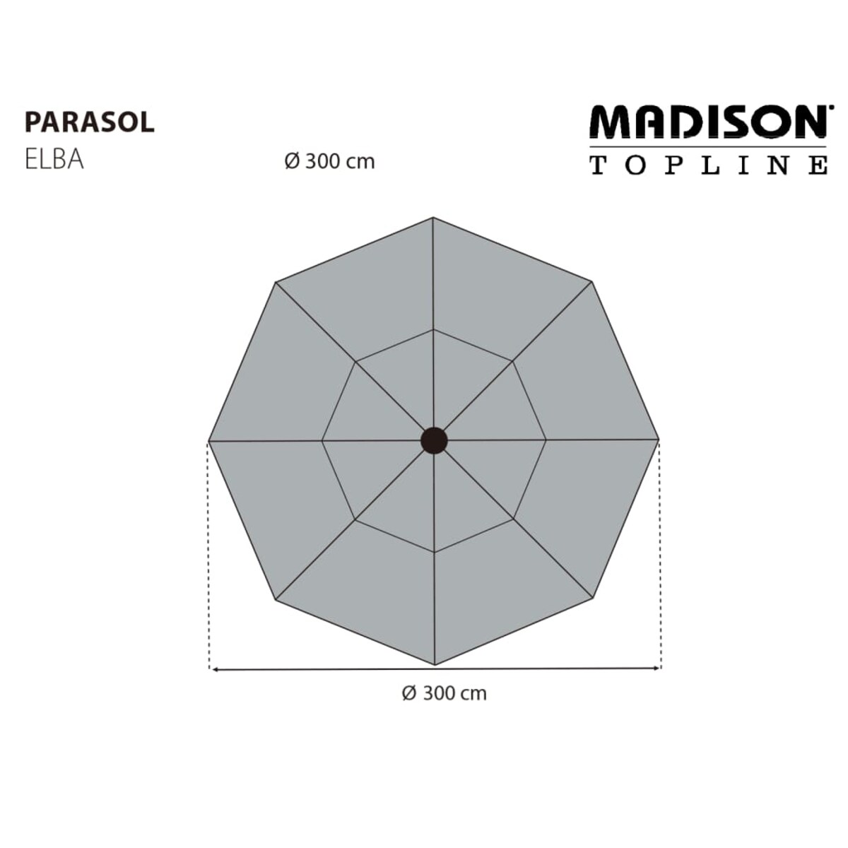 Madison Parasol ogrodowy Elba, 300 cm, zielony