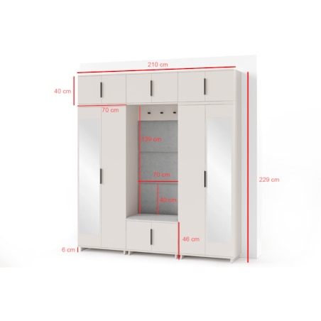 Zestaw do przedpokoju Napoli wersja 2 z panelami Trinity 03 beżowy