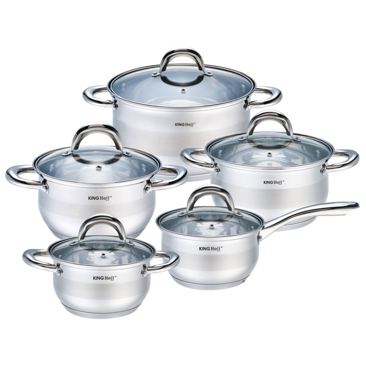 Zestaw garnków stalowych na indukcję 10 ele. garnki komplet KINGHOFF Silver