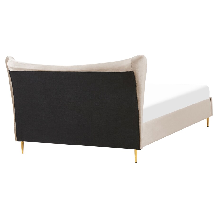 Łóżko welurowe 160 x 200 cm beżowoszare CHALEIX