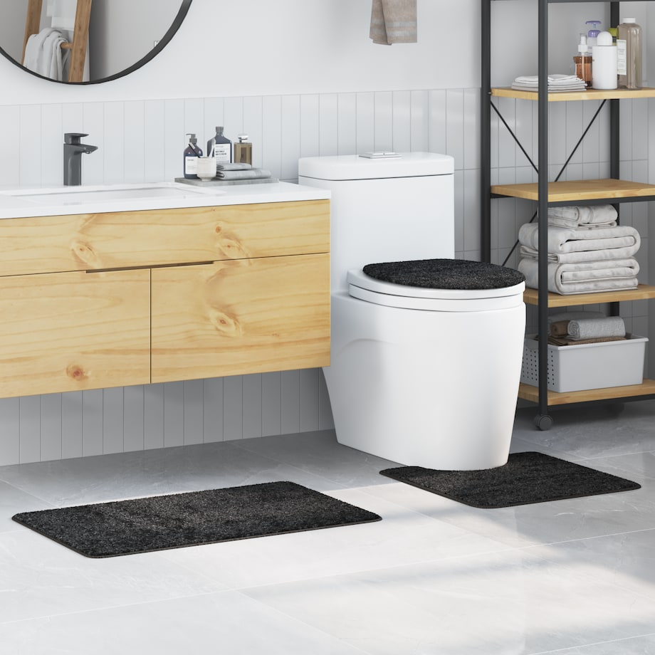 vidaXL 3-częściowy zestaw mat łazienkowych ciemnoszary polipropylen antypoślizgowy