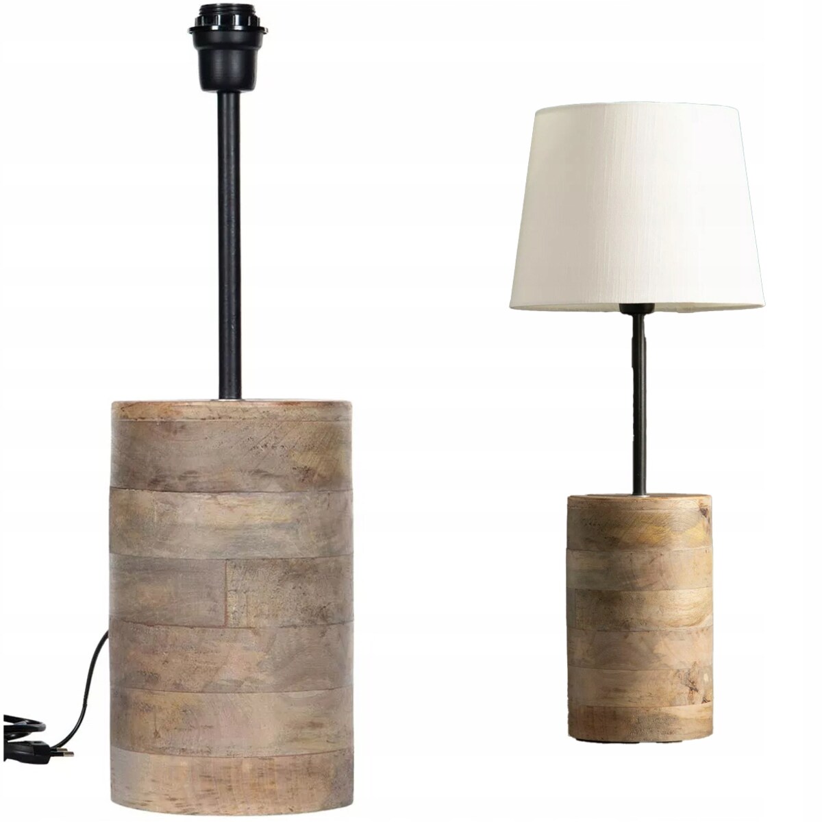 LAMPA BOHO STOŁOWA BIURKOWA NOCNA E27 naturalna drewniana ozdoba do salonu