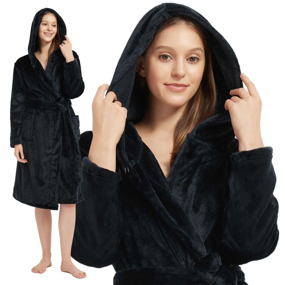 Szlafrok z Kapturem PAULO Czarny S/M