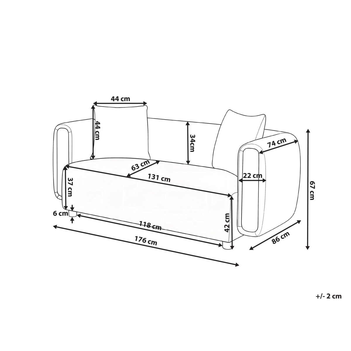 Sofa dla 2 osób LILLEROD Szary