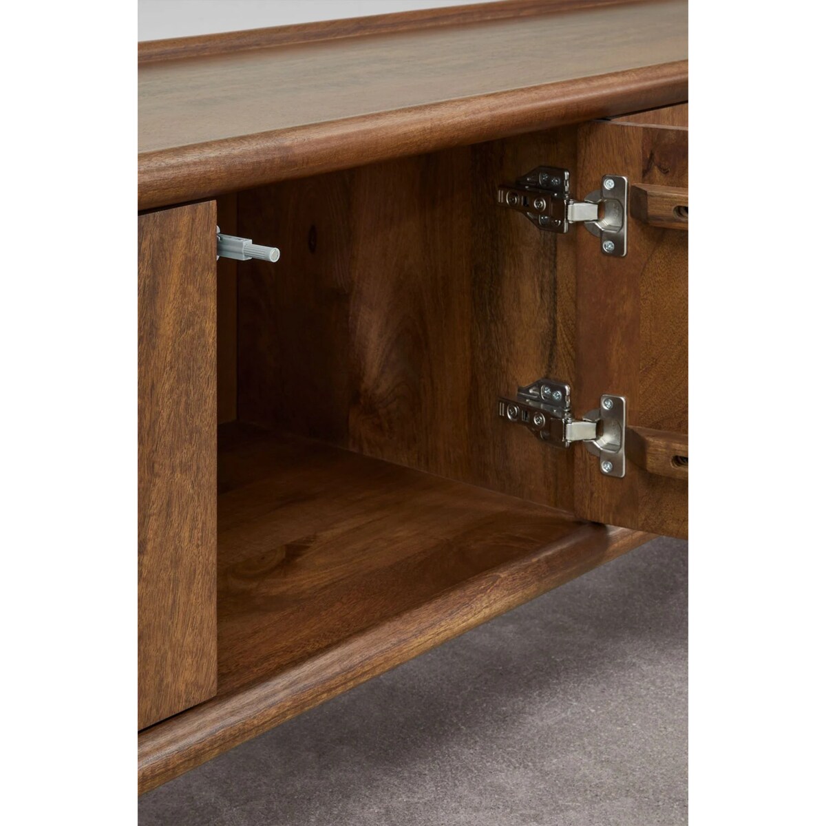 Szafka RTV 175x45 cm z ciemnego drewna mango Gina