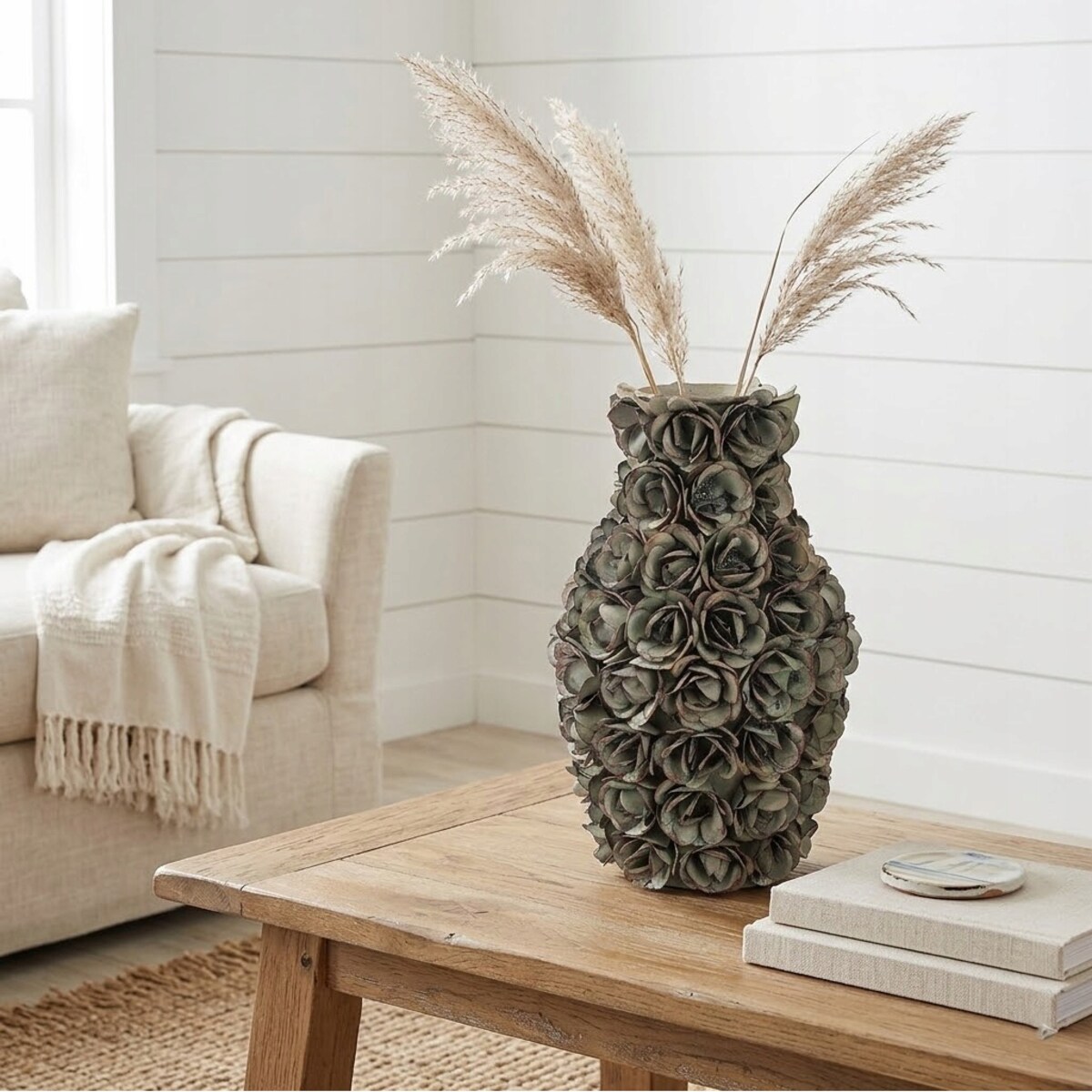 WAZON NA BUKIET KWIATY LOFT ZIELONY 30cm BOHO RETRO LOFT OZDOBA DEKORACJA