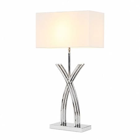 Srebrna lampa do salonu w stylu modern z białym abażurem ROTA