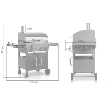 Grill węglowy ogrodowy Berdsen BD-893 komin żeliwny ruszt z pokrywą popielnik + termometr