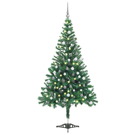 vidaXL Sztuczna choinka z lampkami i bombkami, 120 cm, 230 gałązek