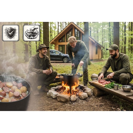 Kociołek żeliwny demontowany 8L Berdsen BD-480 garnek + patelnia grill + przepisy gratis